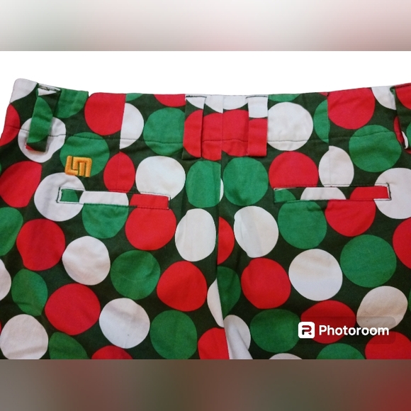 LOUDMOUTH Ladies shorts.  Womens.  Size 10.   Red, green & white polka dots. - Picture 8 of 12